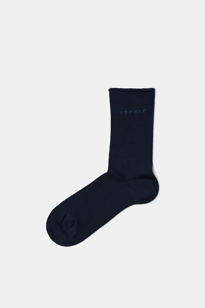 Blended cotton socks with rolled cuffs, MARINE, detail image number 0