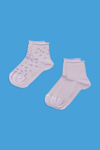 2-pack of short socks with floral pattern