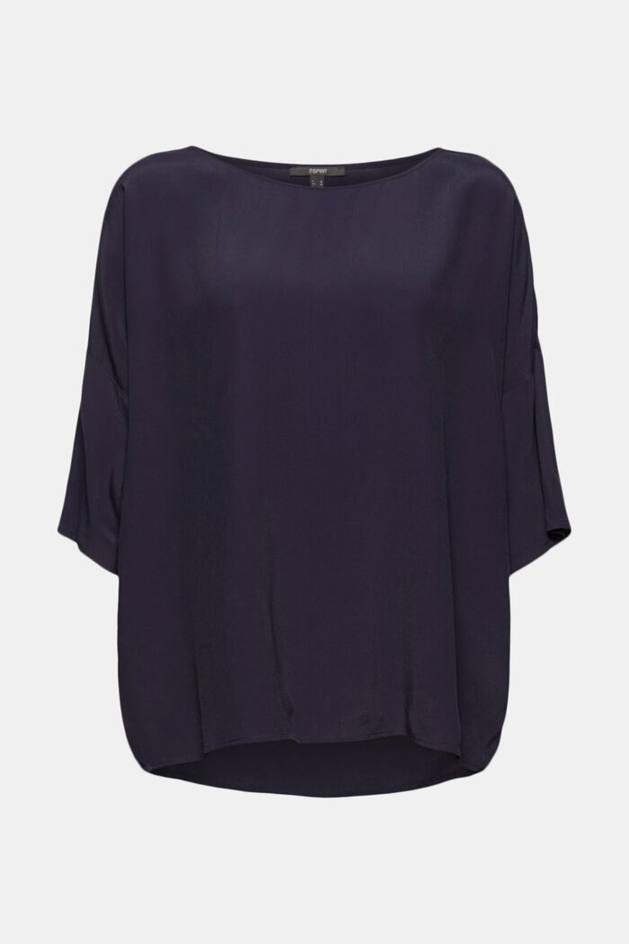 Loose-fitting blouse top, NAVY, overview