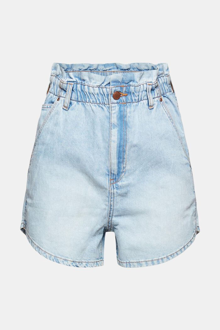 Containing hemp: denim shorts with a paperbag waistband