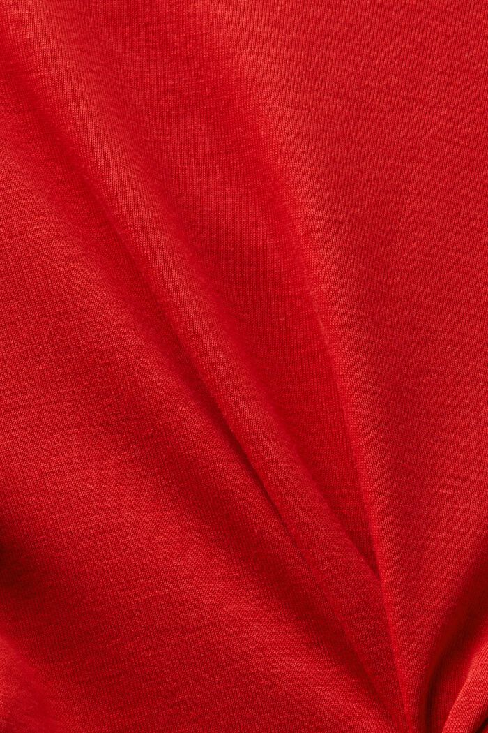 V-Neck Cotton T-Shirt, DARK RED, detail image number 4