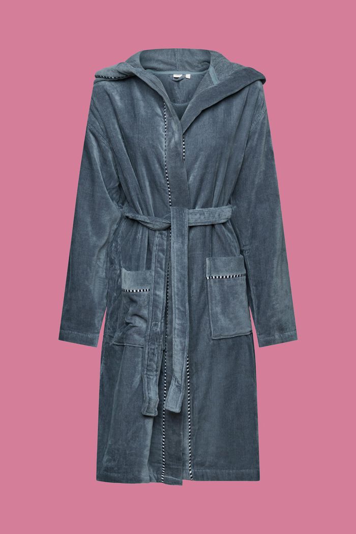 Suede bathrobe made of 100% cotton, GREY STEEL, detail image number 7
