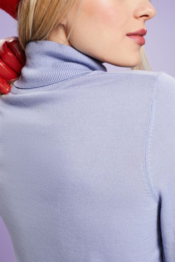 Wool Turtleneck Sweater, LIGHT BLUE LAVENDER, detail image number 4