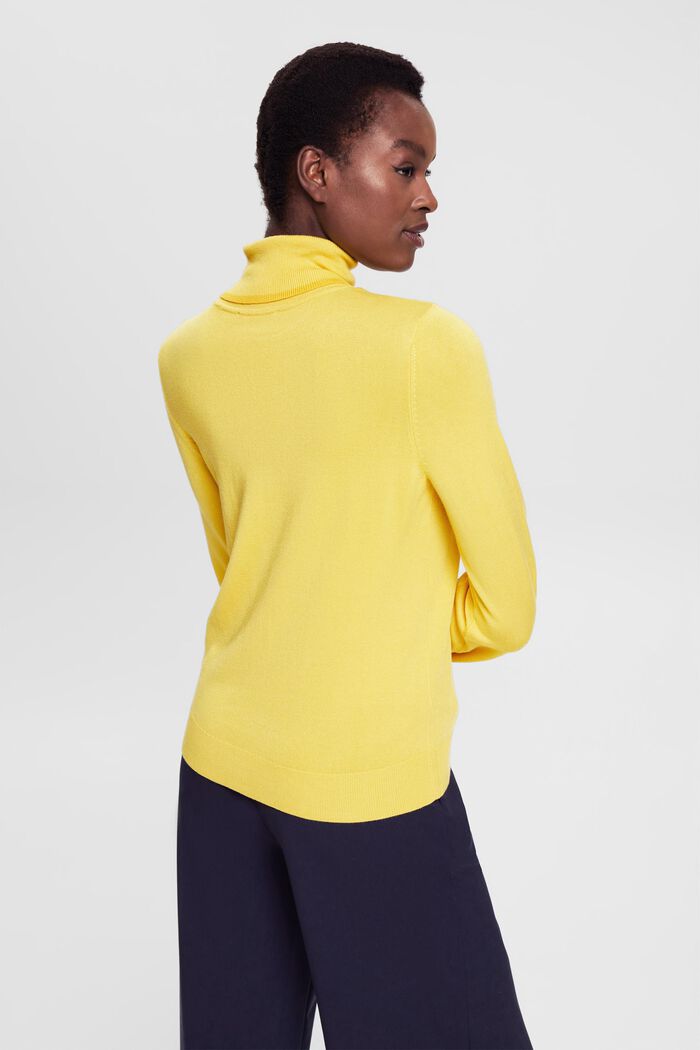 Knitted polo neck sweater, DUSTY YELLOW, detail image number 4