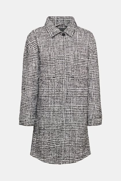 Checked coat made of blended wool