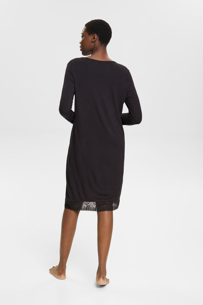 Nightshirt with lace, LENZING™ ECOVERO™, BLACK, detail image number 3