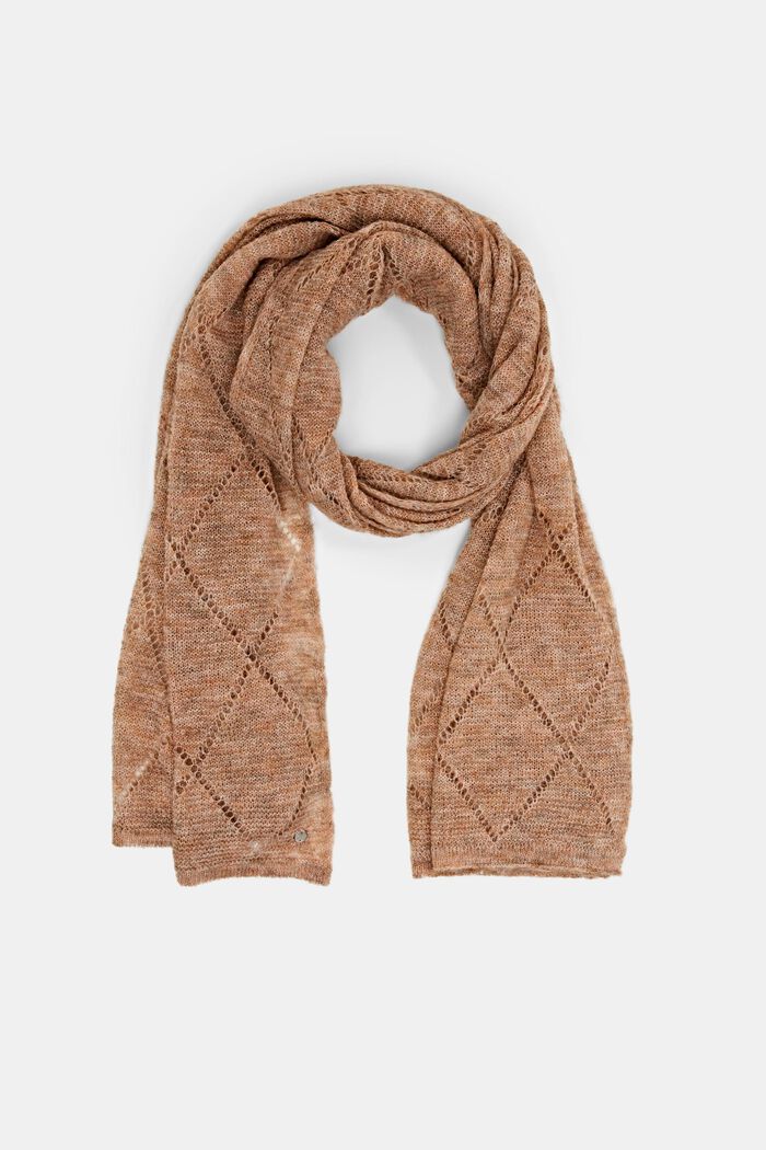 ESPRIT - Recycled: ajour scarf with wool at our online shop
