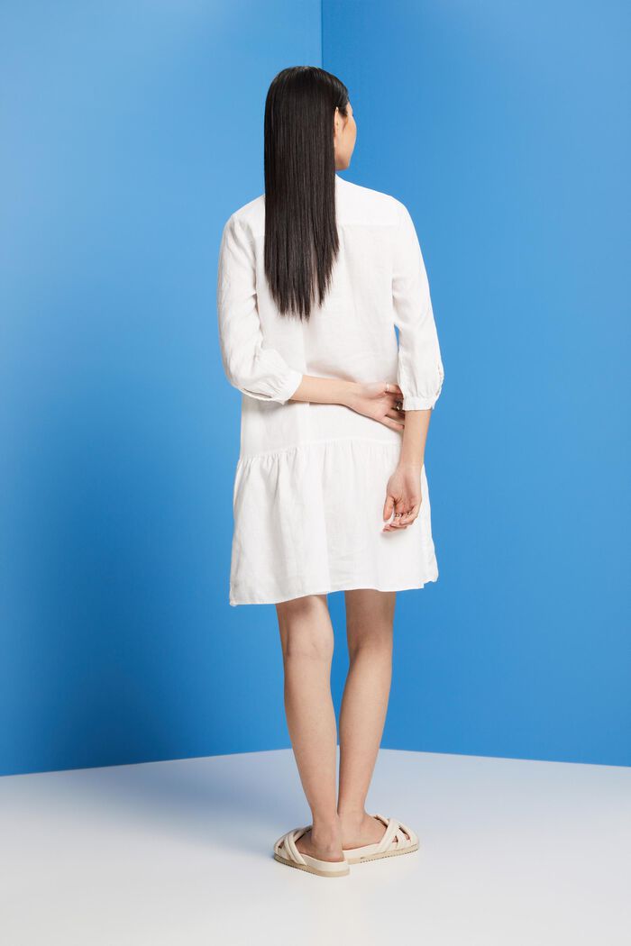 Mini shirt dress, 100% linen, WHITE, detail image number 3