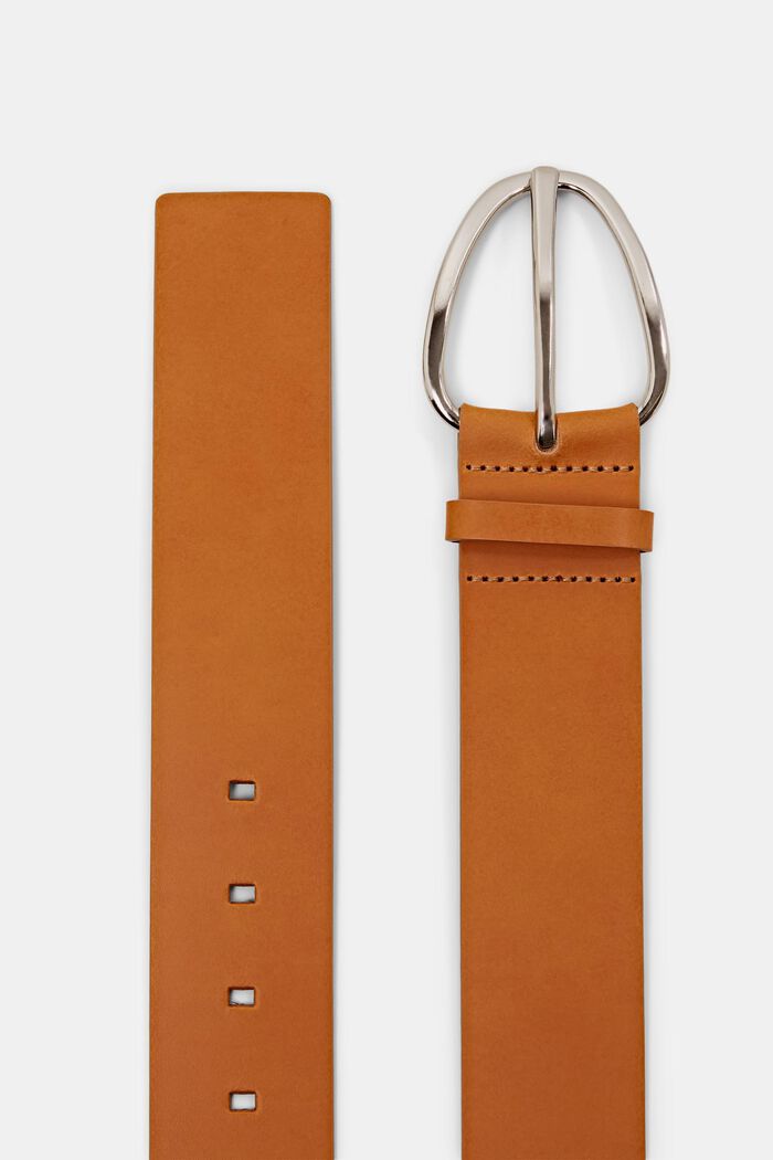 Wide leather belt with metal buckle, GOLDEN ORANGE, detail image number 1