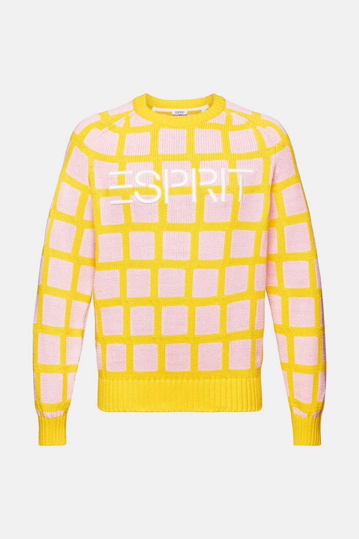 Logo Grid Chunky Knit Sweater, YELLOW, detail image number 6