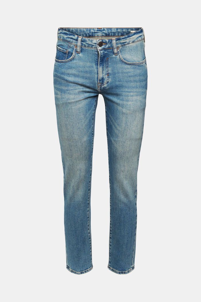 Stonewashed slim fit jeans, organic cotton, BLUE MEDIUM WASHED, detail image number 2