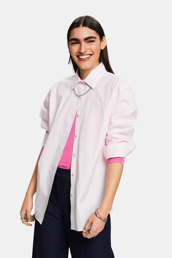 Striped Poplin Shirt, PASTEL PINK, detail image number 0