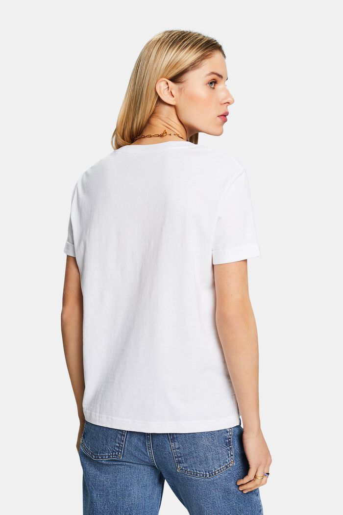 Scoop Neck Slub T-Shirt, WHITE, detail image number 3