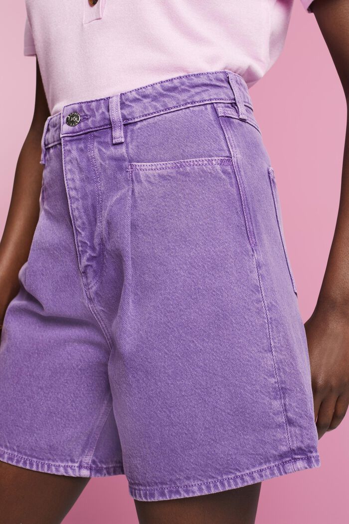 High-rise shorts with linen, PURPLE, detail image number 2