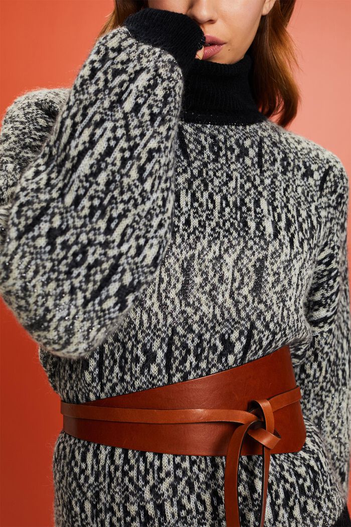 Jacquard Lamé Sweater, BLACK, detail image number 3
