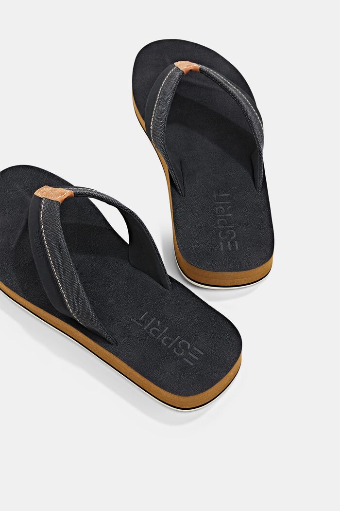 Thong sandals with material mix elements, BLACK, detail image number 3