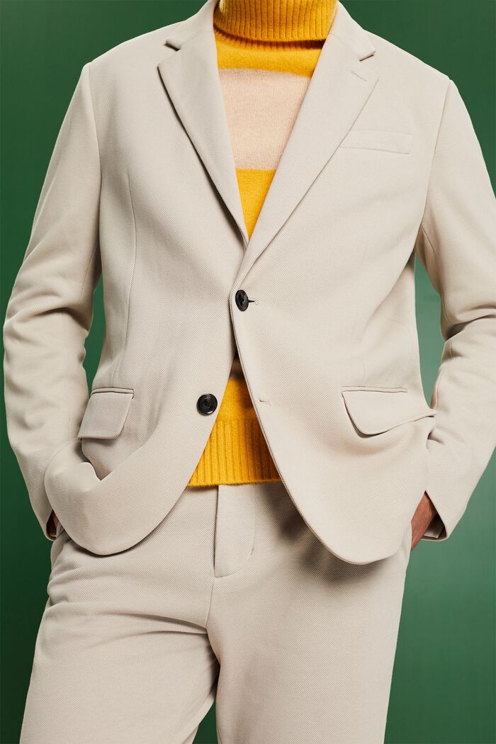 Knitted Piqué-Jersey  Blazer, LIGHT GREY, detail image number 3