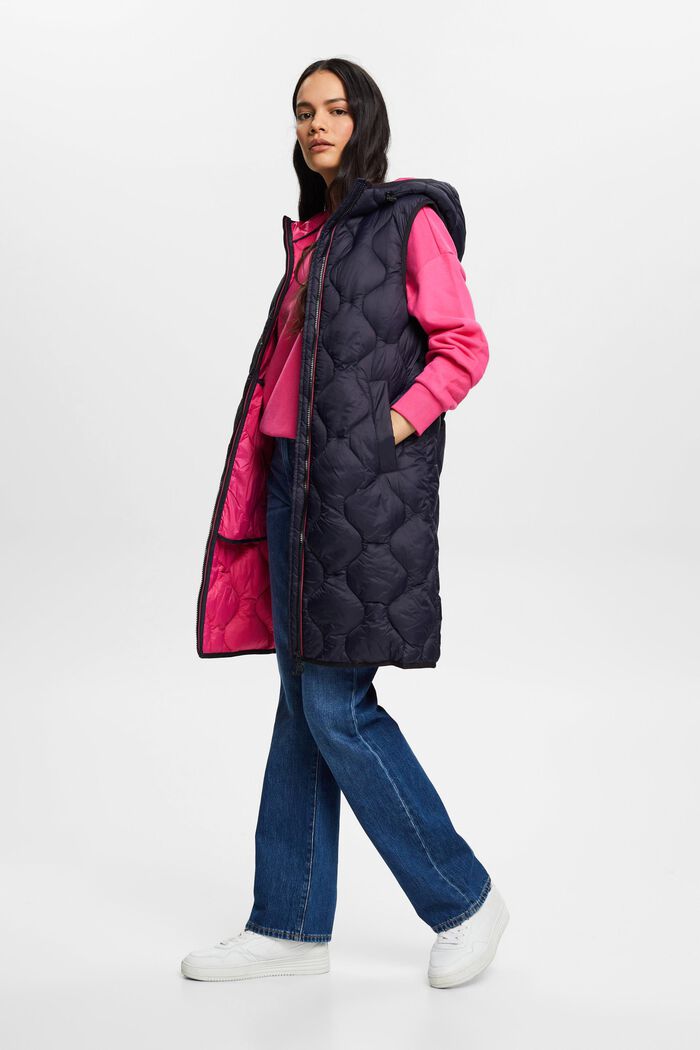 Quilted longline gilet, NAVY, detail image number 4