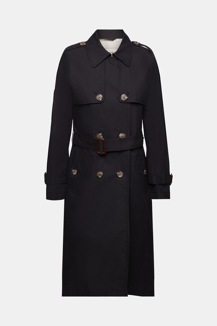 Double-breasted trench coat with belt, BLACK, detail image number 6