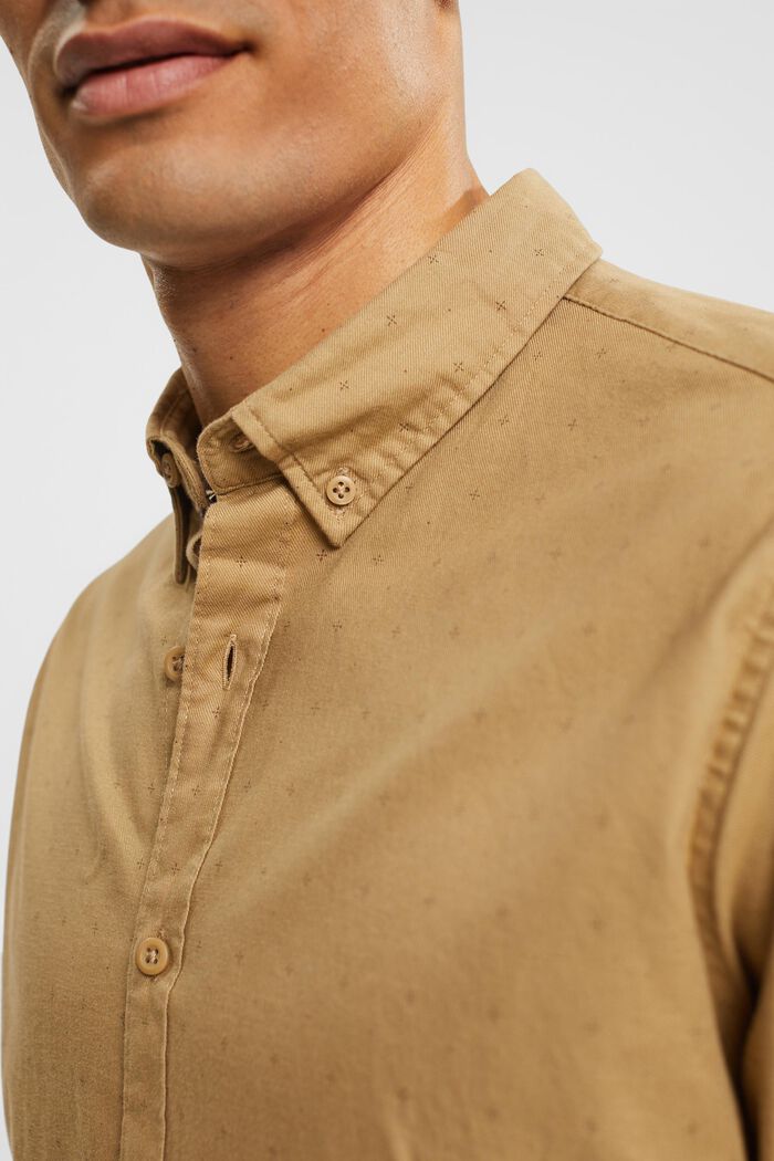 Button-down shirt with micro-print, KHAKI BEIGE, detail image number 2