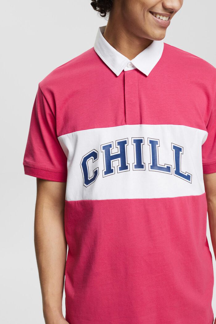 Jersey polo shirt with a print, DARK PINK, detail image number 2