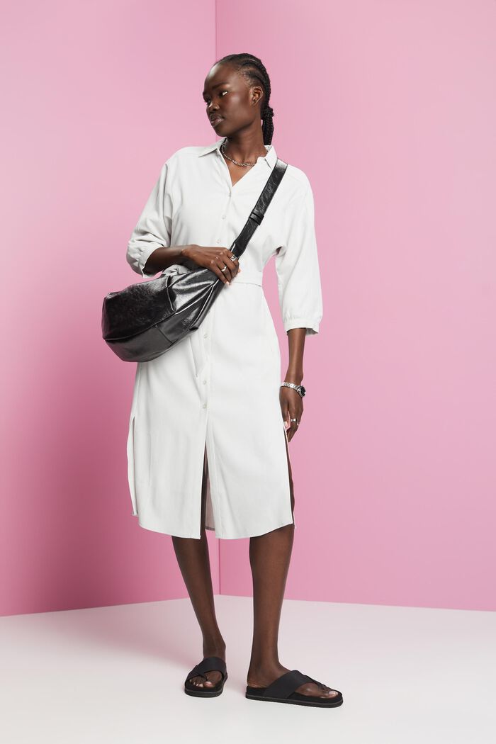 Shirt style woven midi dress, OFF WHITE, detail image number 1