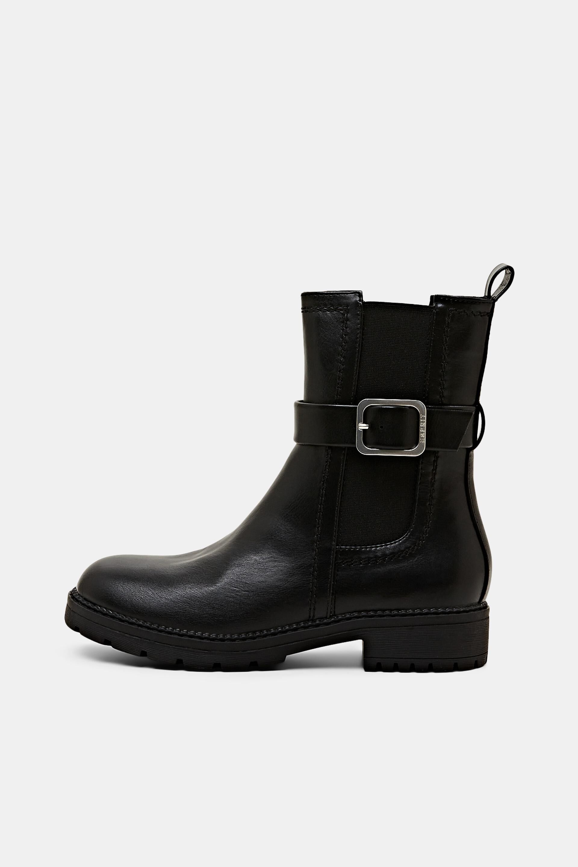 ESPRIT - Buckle Detail Vegan Leather Chelsea Boots at our online shop