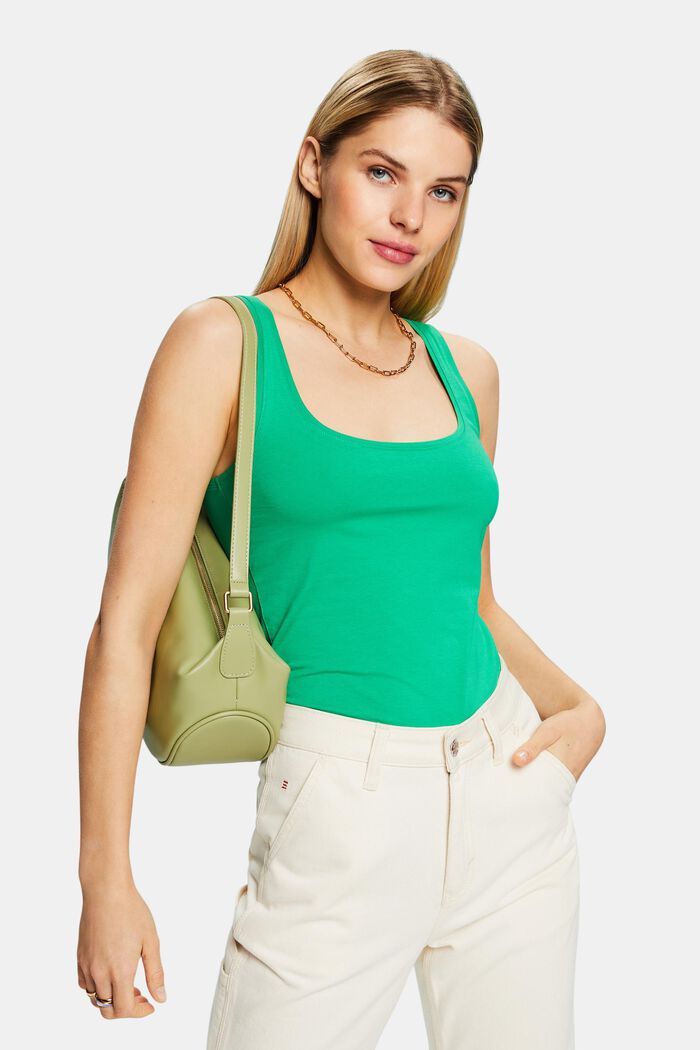 Cotton Jersey Tank Top, GREEN, detail image number 0