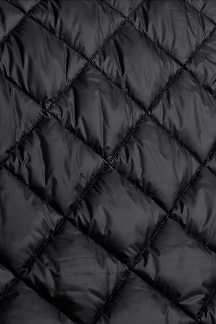 CURVY recycled: quilted coat with a hood, BLACK, detail image number 1
