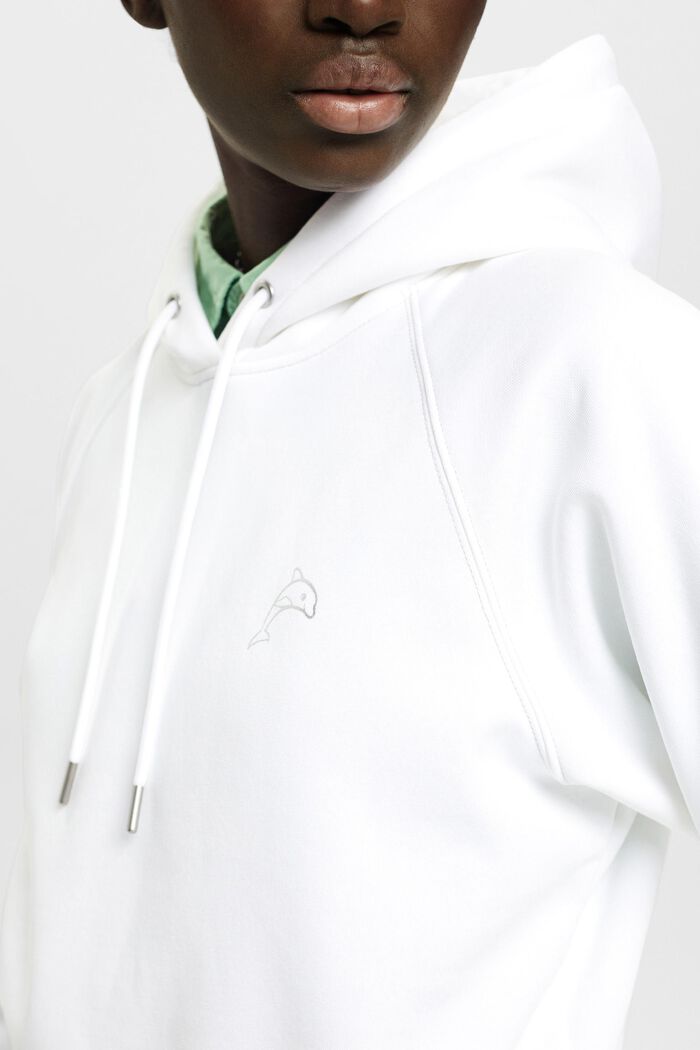 Cropped hoodie with dolphin logo, WHITE, detail image number 2