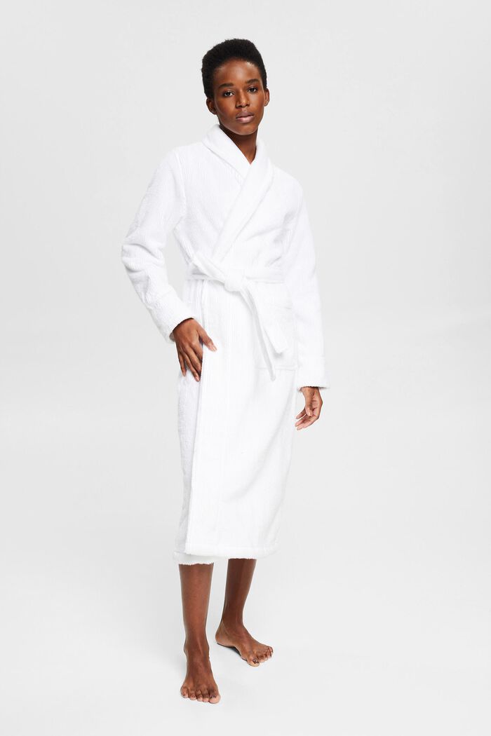 Ribbed-effect bathrobe, WHITE, detail image number 0