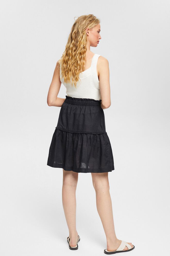 Mini skirt made of blended linen, BLACK, detail image number 4