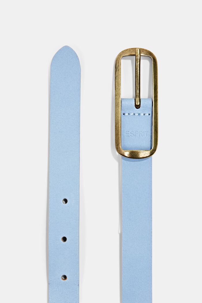 Leather belt with a square buckle, LIGHT BLUE, detail image number 1