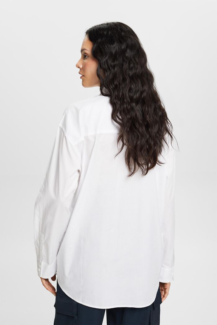 Poplin shirt blouse, 100% cotton, WHITE, detail image number 4