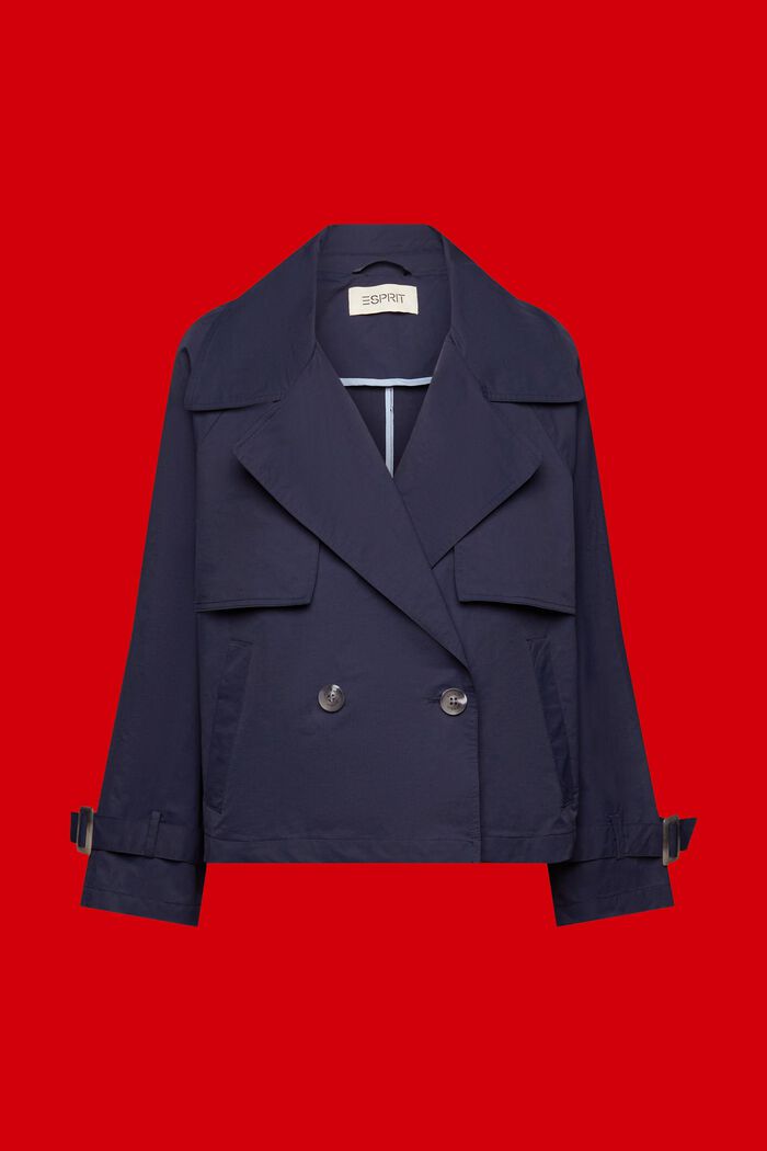 Short double-breasted trench coat, NAVY, detail image number 5