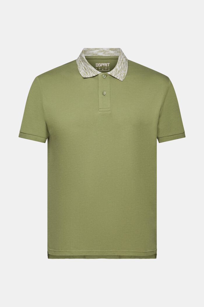 Space-Dyed Collar Polo Shirt, LIGHT KHAKI, detail image number 6