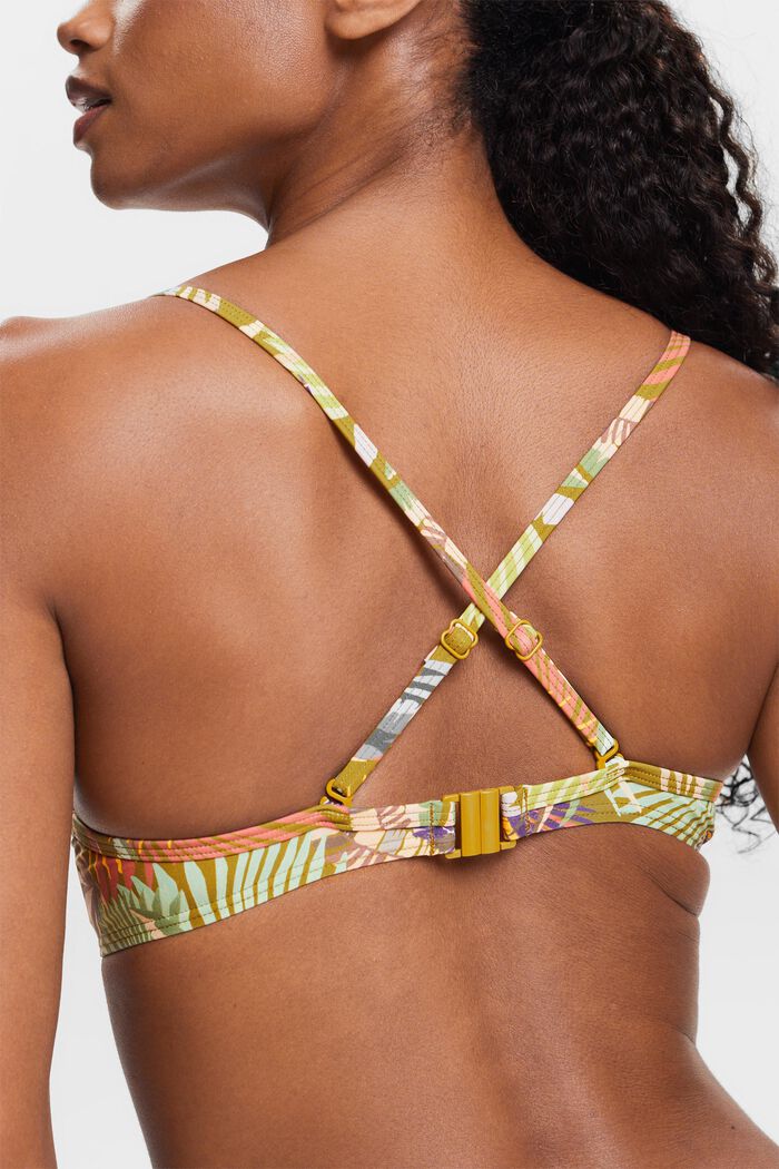 Printed Padded Underwire Bikini Top, DARK GREEN, detail image number 4