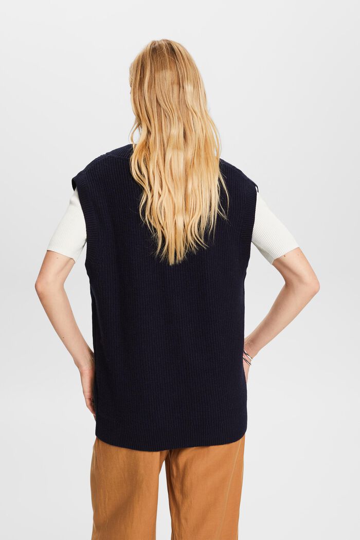 Cable knit vest, wool blend, NAVY, detail image number 3