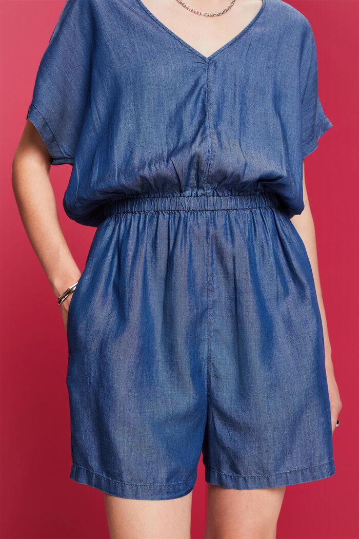 Short jumpsuit in a jeans look, TENCEL™, BLUE MEDIUM WASHED, detail image number 2