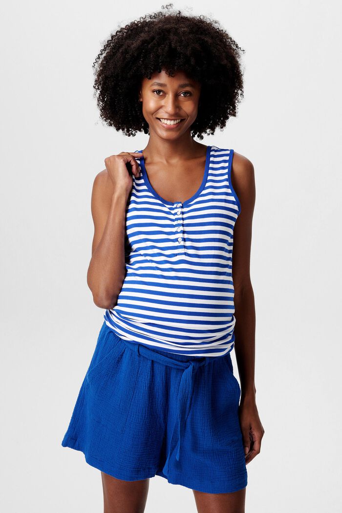 MATERNITY Striped Sleeveless T-Shirt, ELECTRIC BLUE, detail image number 0