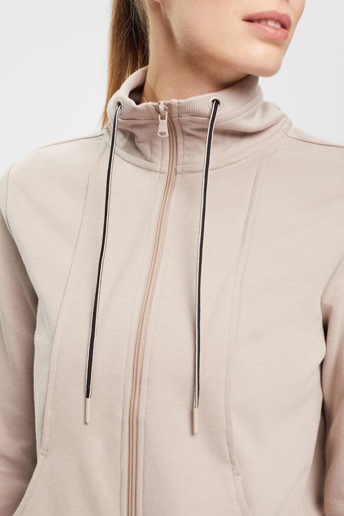 Zipper sweatshirt, cotton blend, BEIGE, detail image number 0
