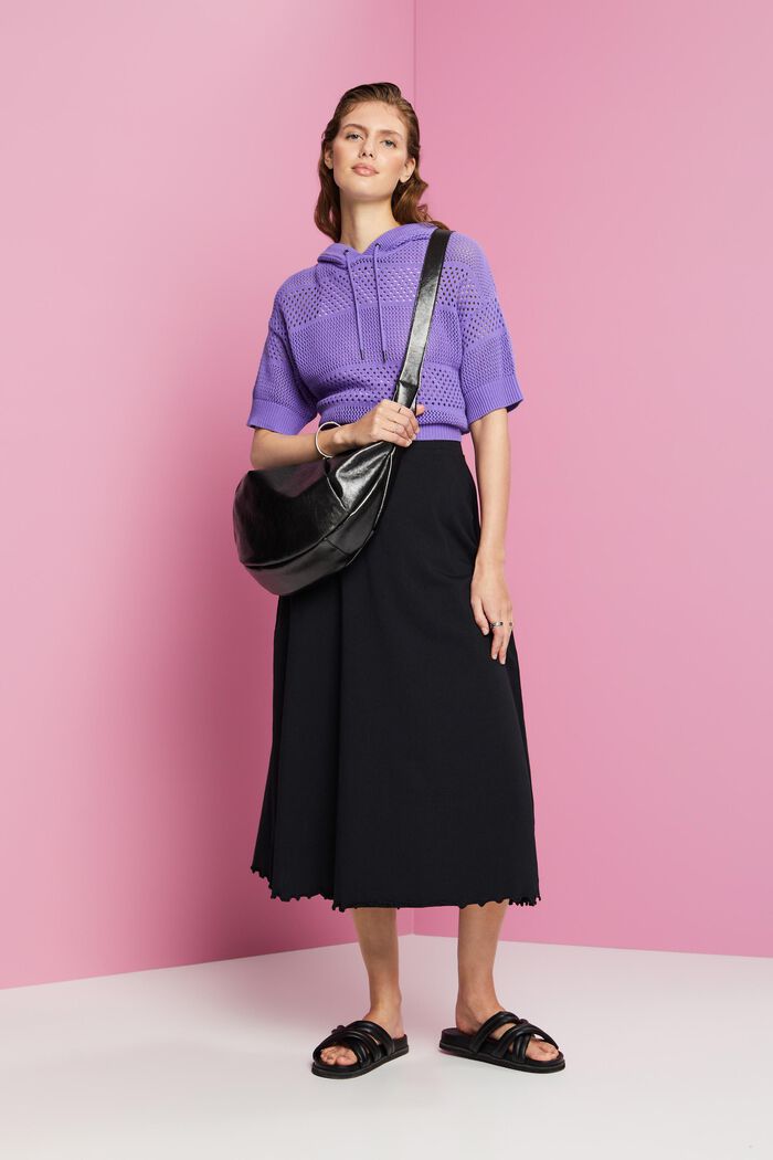 Jersey midi skirt, sustainable cotton, BLACK, detail image number 1