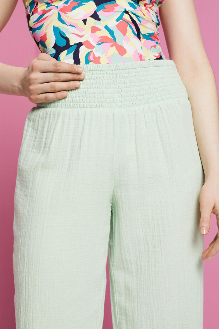 Wide leg trousers, 100% cotton, DUSTY GREEN, detail image number 2