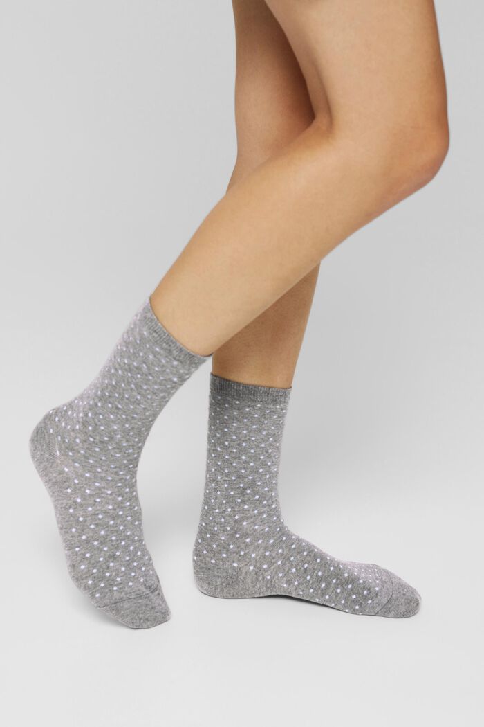 Double pack of socks made of blended organic cotton, LIGHT GREY MELANGE, detail image number 2