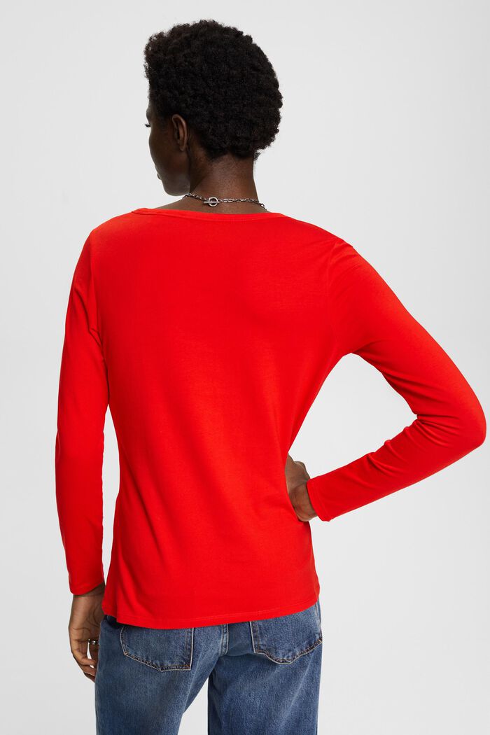 Long-sleeved top, RED, detail image number 3