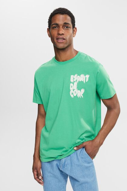Jersey T-shirt with a print, GREEN, overview