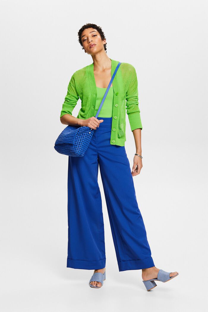 Twill Wide Leg Pants, BRIGHT BLUE, detail image number 1