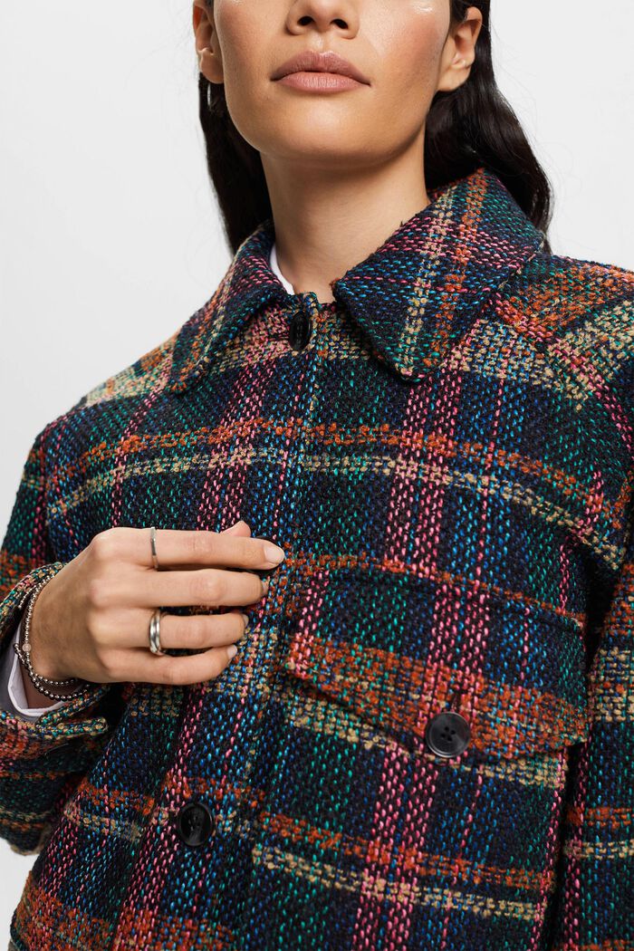 Tartan patterned tweed jacket with wool, BLACK, detail image number 2