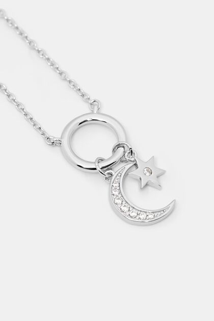 Necklace with zirconia pendants, sterling silver