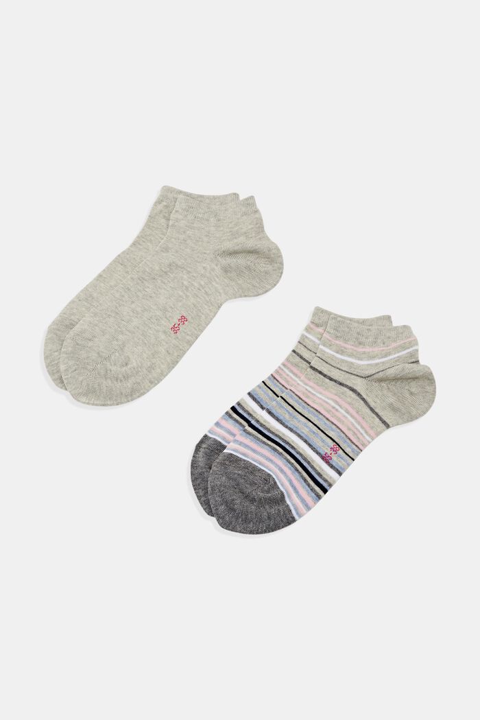 2-pack of colourful trainer socks, organic cotton, STORM GREY, detail image number 0